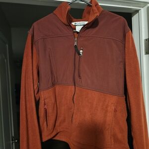 Columbia Men's Zip Up Sweater in Rust and Maroon
